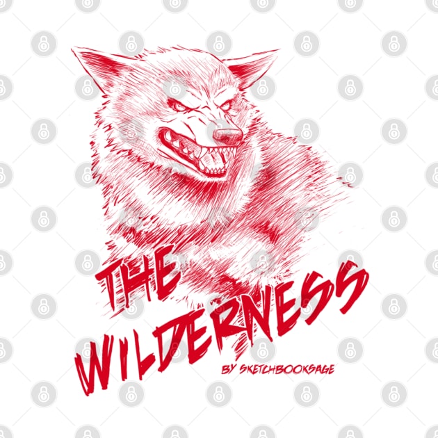 Wolf, The Wilderness- Red Design by sketchbooksage