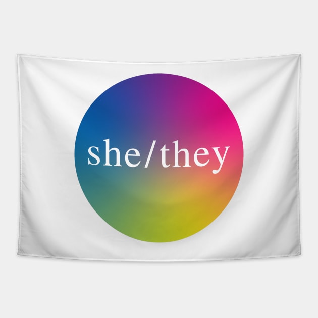 She/They Pronouns Tapestry by Gold Star Creative