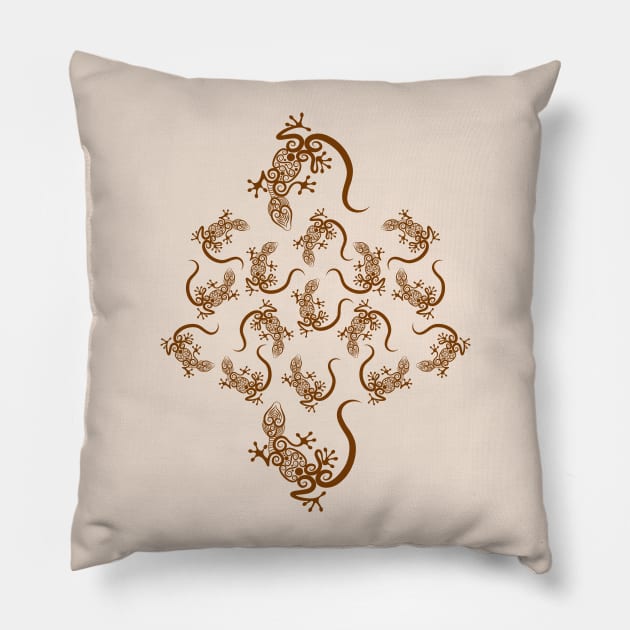 Lizards curl ornament Pillow by tsign703