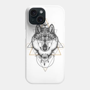 Totem mandala Wolf in boho/ethnic/aztec style Phone Case