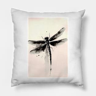 Dragonfly Ink Painting Pillow