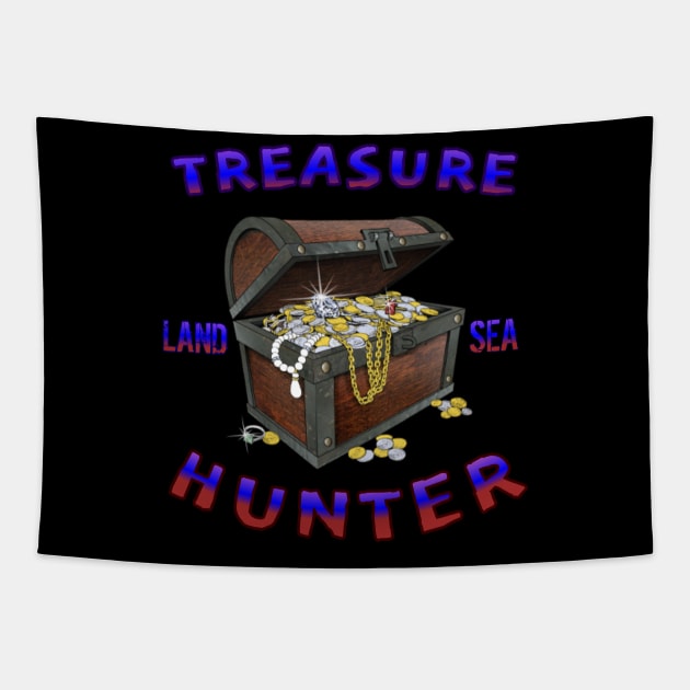 Metal detecting treasure hunter land and sea Tapestry by Coreoceanart