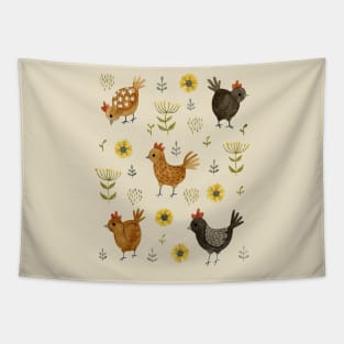 Chicken Floral Tapestry
