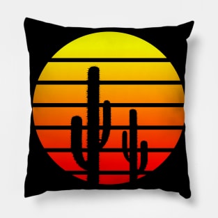 Retro Cactus Sunset Pillow