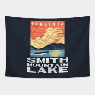 Smith Mountain Lake Virginia Vintage Boat WPA Poster Style Tapestry