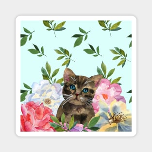 Kitten in flowers Magnet