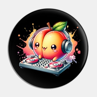 Watercolor Kawaii Peach Dj Pin