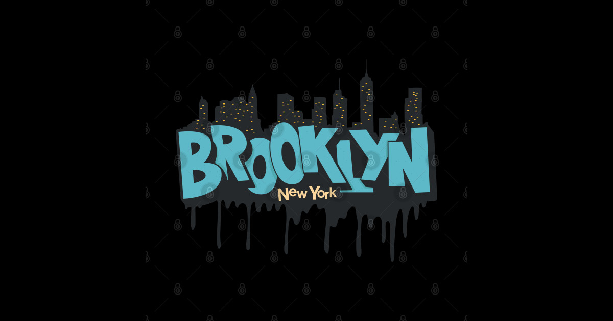 New York Brooklyn - Brooklyn Schriftzug - Brooklyn Logo mit skyline ...