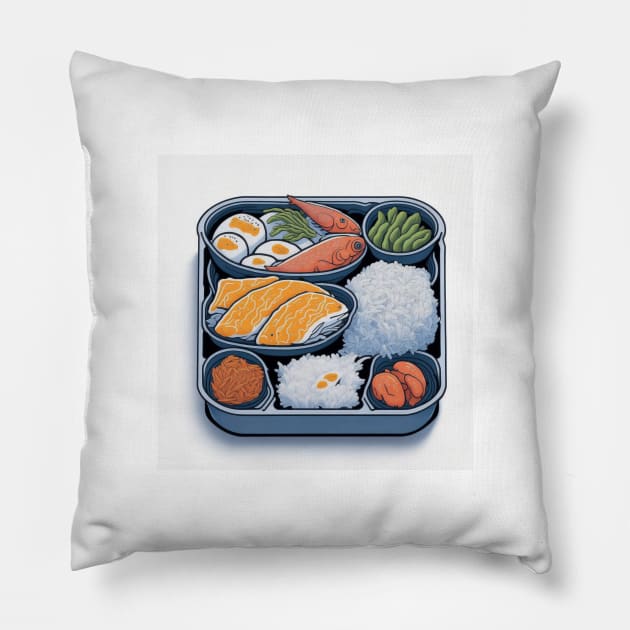 Bento Japanese Food Kitchen Vintage Pillow by Flowering Away