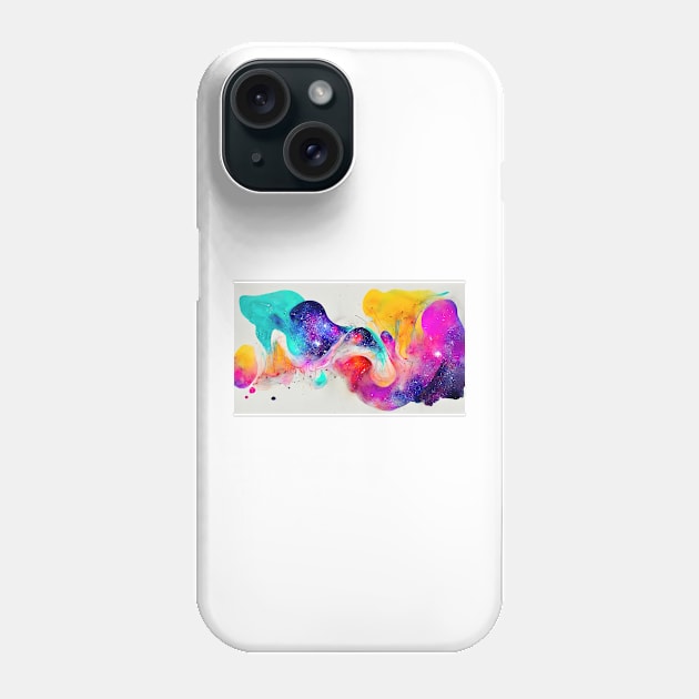 Modern Contemporary Abstract Watercolor Colorful Multicolored Cosmic Splash Galaxy Phone Case by AlexandrAIart