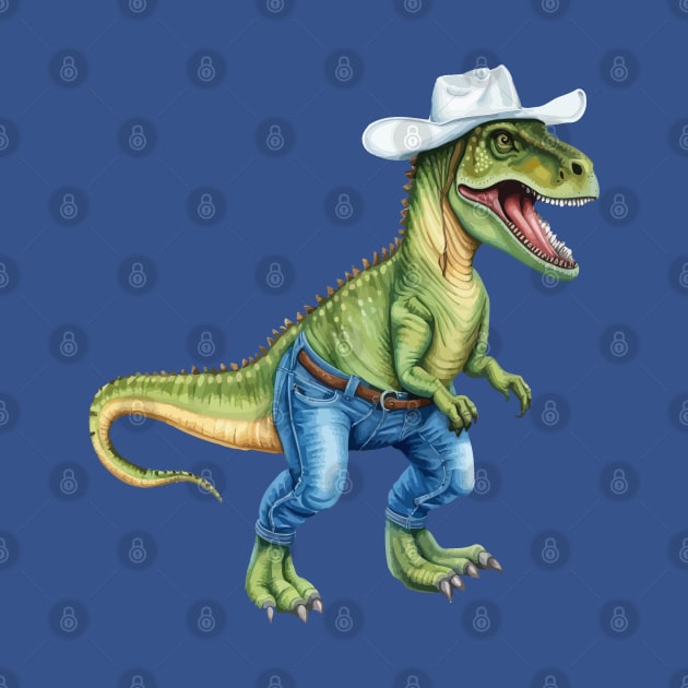 Texan Cowboy Dinosaur Wearing Denim Jeans by taiche
