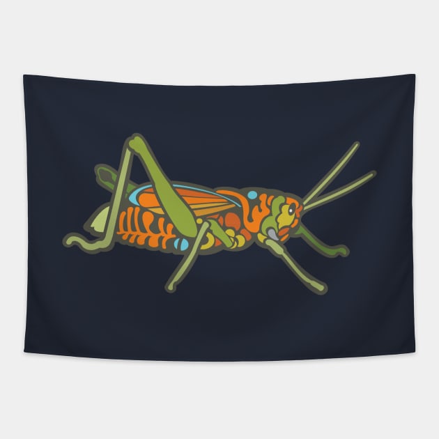 Colorful Grasshopper Tapestry by evisionarts