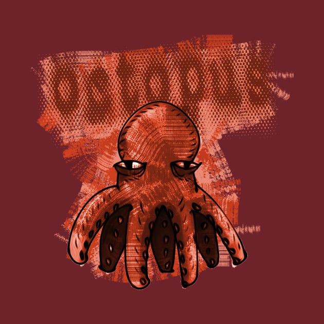 red octopus cartoon style funny illustration by anticute