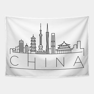 China Minimal Skyline Tapestry