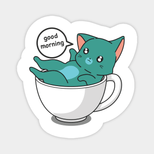 Funny Cat in The Cup Magnet