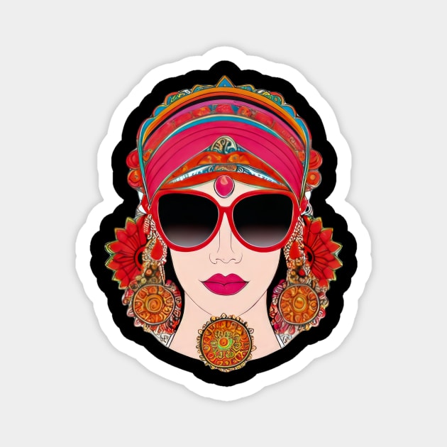 Cool vintage woman with sunglasses | Magnet by Subconscious Pictures