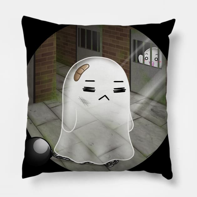 Kawaii Ghosts - A poor ghost go inside the prision Pillow by Chiisa