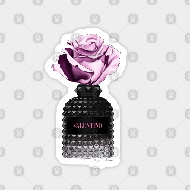 Black Perfume & Rose Magnet by elzafoucheartist