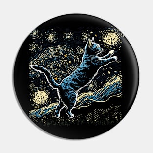 Starry Night Inspired Cat Gifts Funny Cat Pin