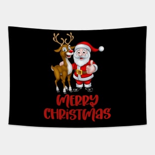 Christmas Approaching Santa Claus, Deer Tapestry