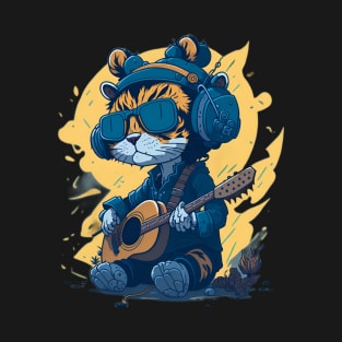 Musical Tiger: Whimsical Baby Rockstar T-Shirt