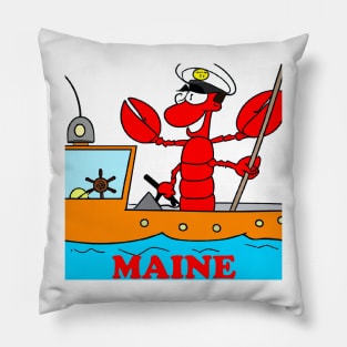 Lobster Piloting a Maine Lobster Boat Pillow