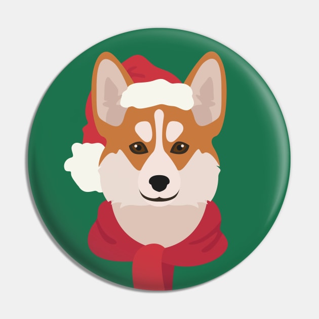 Christmas Pembroke Corgi Dog Face Pin by JunkyDotCom