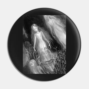 Water Sisters - grayscale Pin