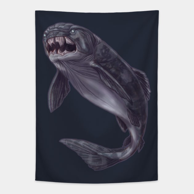 Dunkleosteus terrelli Tapestry by CoffeeBlack