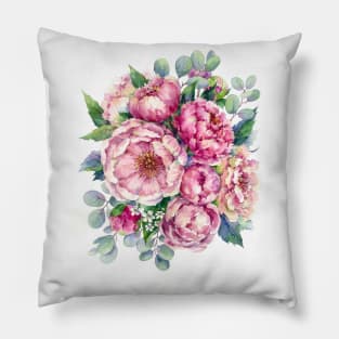 Peonies with buds Pillow