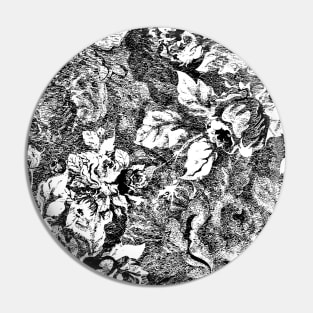 Textured Black and White Rose Pattern Pin