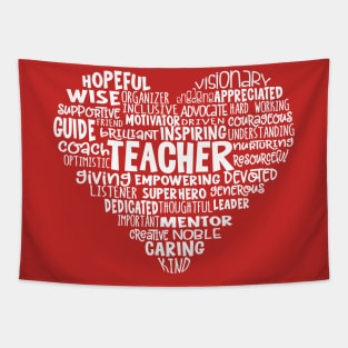 Teacher Heart Word Cloud Tapestry