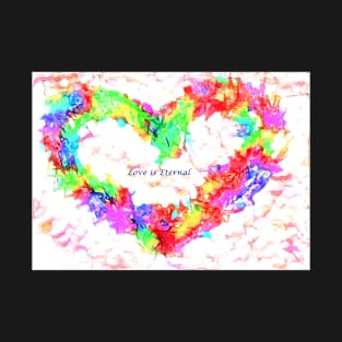 Neon Splatter Rainbow Heart Love is Eternal T-Shirt