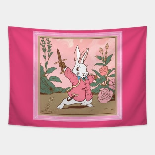 Rabbit Girl Warrior Playing Fencing in Vintage Combat Sports Kendo Samurai Tapestry