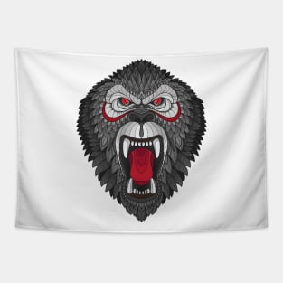 Zentangle Gorilla Head Tapestry