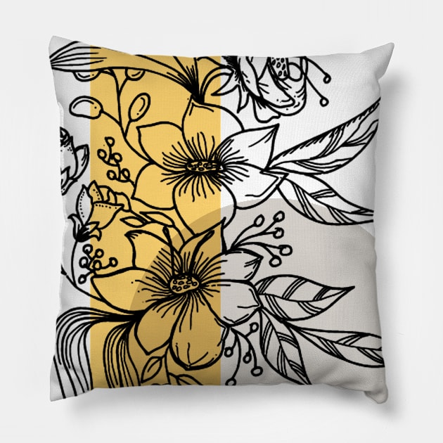 Flowers Hand Drawn Pillow by NayaRara