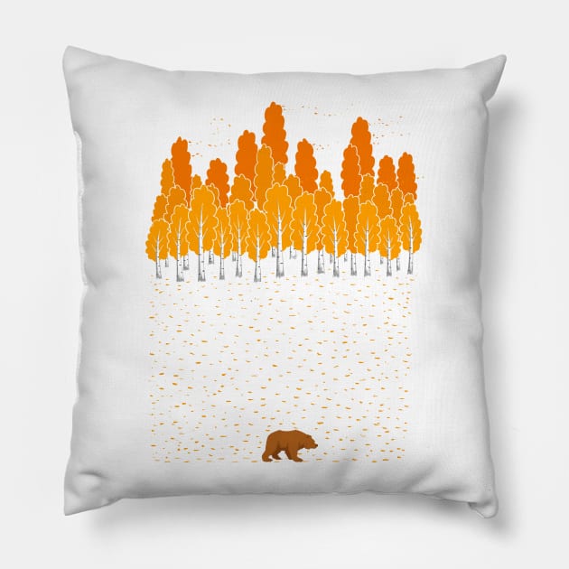 Birch and Bear Pillow by NikKor