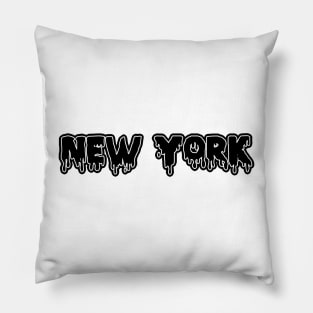 New York Black Drippyy Pillow