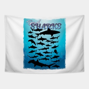 '38 Types of Shark' Awesome Shark Gift Tapestry