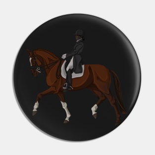 Chestnut Dressage Horse Collected Trot with Chrome - Equestrians of Color Pin