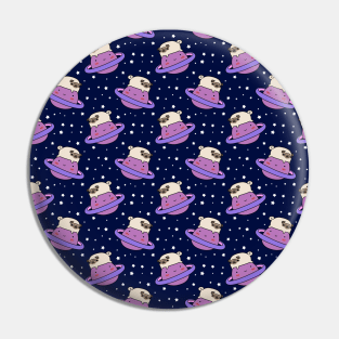 Saturn Space Pug Pattern Pin