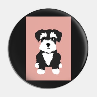 Sweet black and white Miniature Schnauzer puppy dog Pin