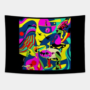 colored the mexican garden of delights ecopop monster march art design Tapestry