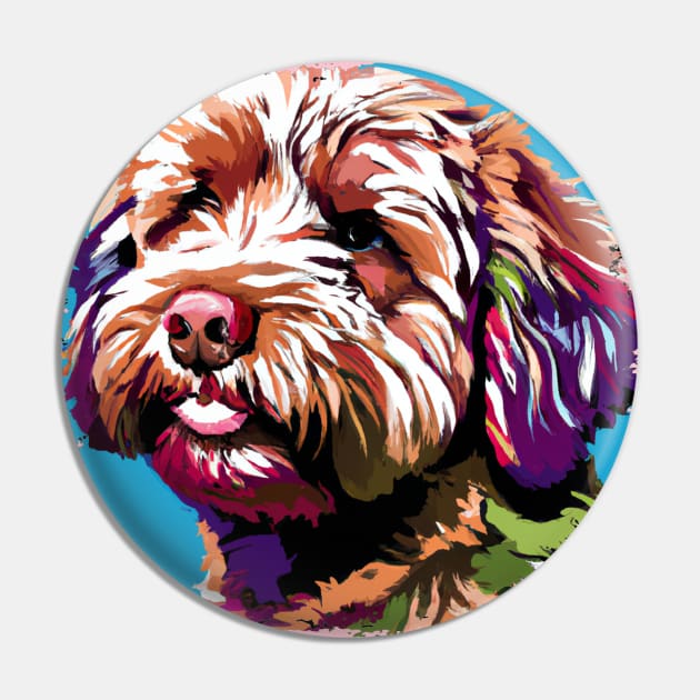 Lagotto Romagnolo Pop Art - Dog Lover Gifts Pin by PawPopArt