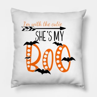 SHes my boo, halloween , couples shirt,  for him Pillow