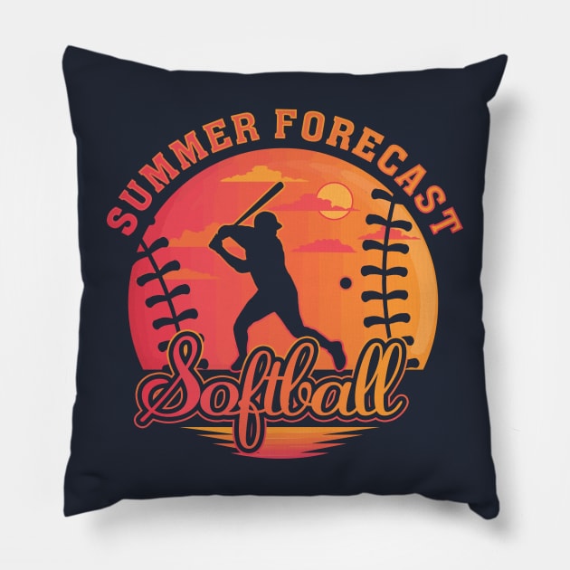 Summer Baseball Forecast Sunny Days and Double Plays Fastpitch Slowpitchc Pillow by TeeCreations