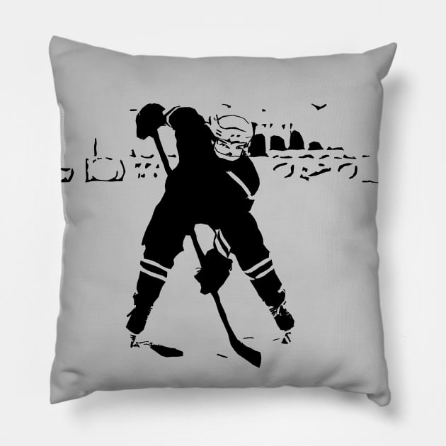 Waiting for the Puck - Hockey Player Pillow by Highseller