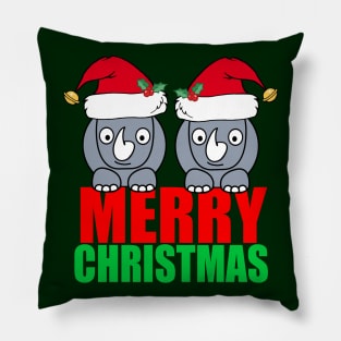 Merry Christmas Rhinos Pillow