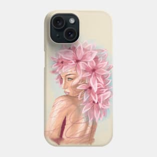 Pretty young girl with flowers in hair Phone Case