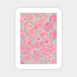 Moroccan Floral Lattice Arrangement - pink Magnet